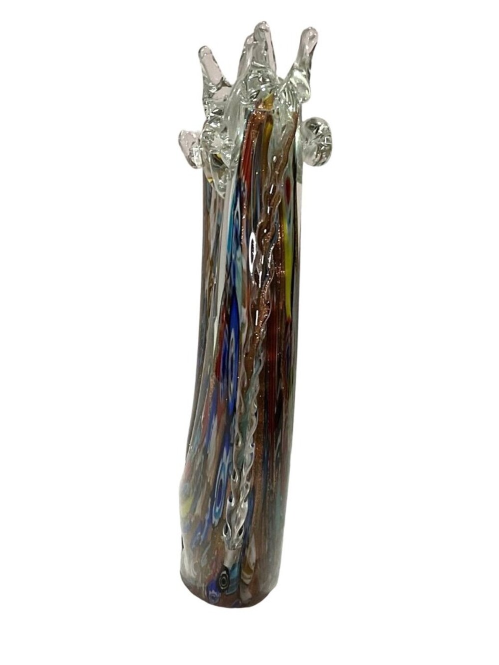 Large Giraffe Art Glass Sculpture Multicolor Millefiori Double Headed Stretched - Picture 5 of 9